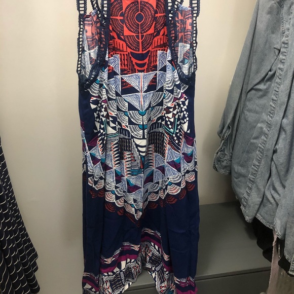 Navy Blue Print Dress - Picture 2 of 2